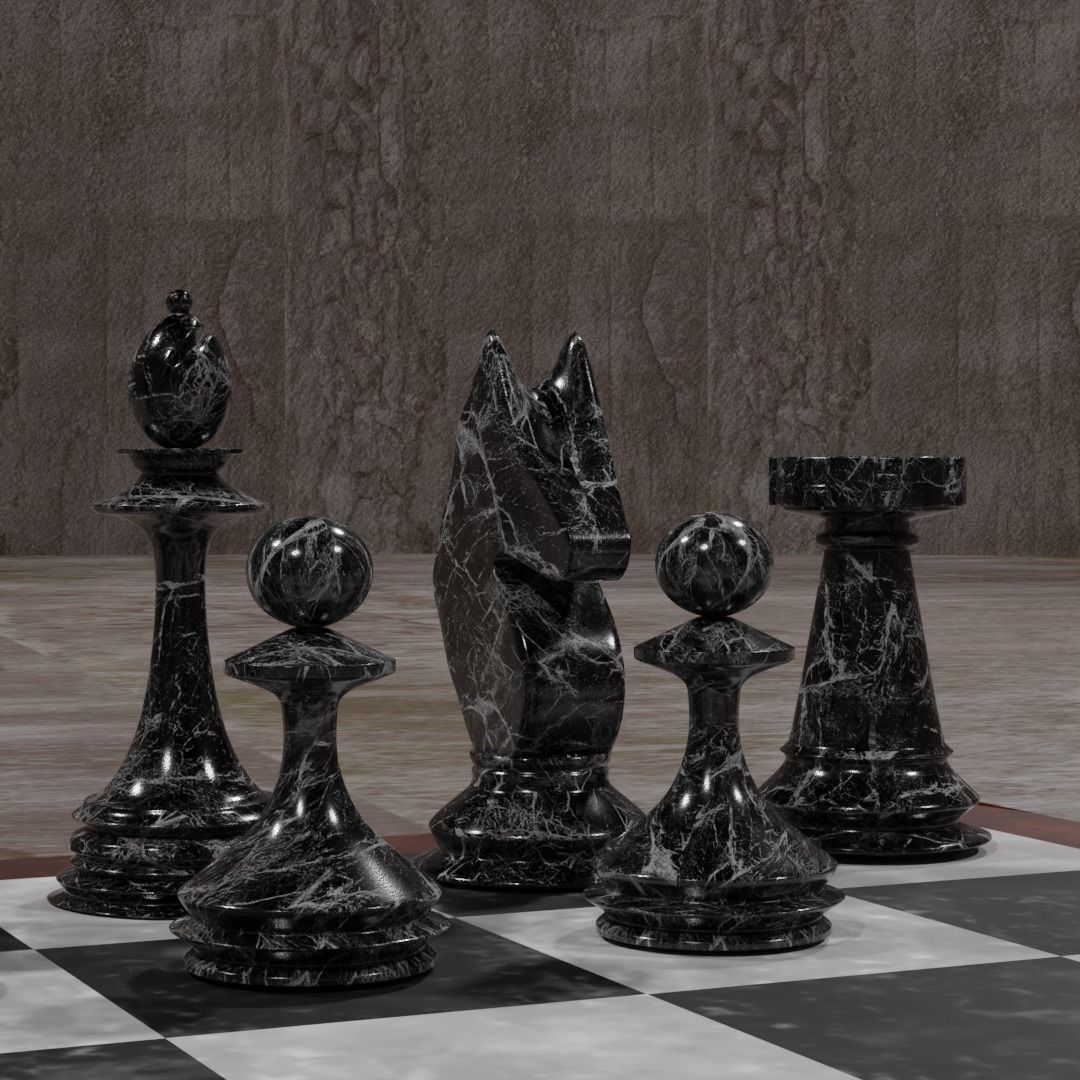 Marble Chess Set 3D model_8