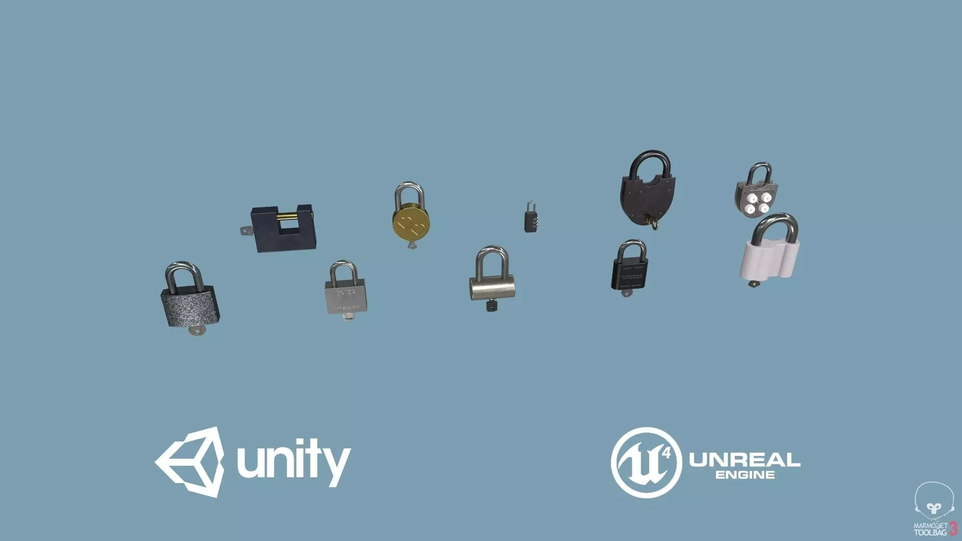 Padlocks Pack Low-poly 3D model