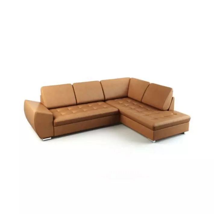 Tan Leather Sofa Couch 3D model_0