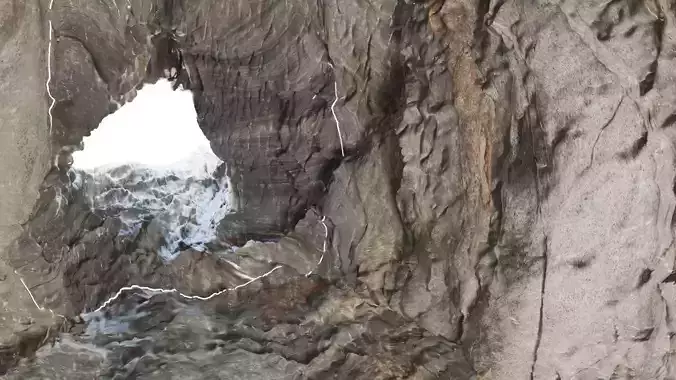 Caves rock formation with hole in it