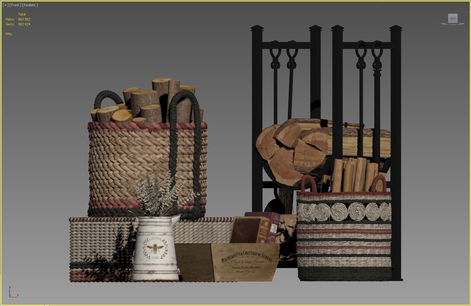 Decorative Set with Baskets 01 3D model_5