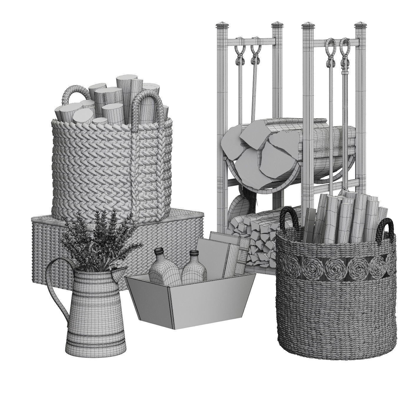 Decorative Set with Baskets 01 3D model_6