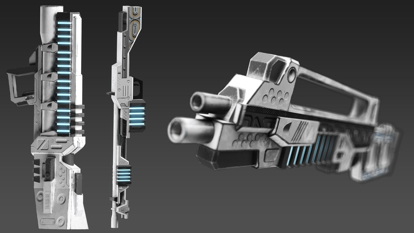 low poly game ready PBR SciFi weapon bundle Low-poly 3D model_2