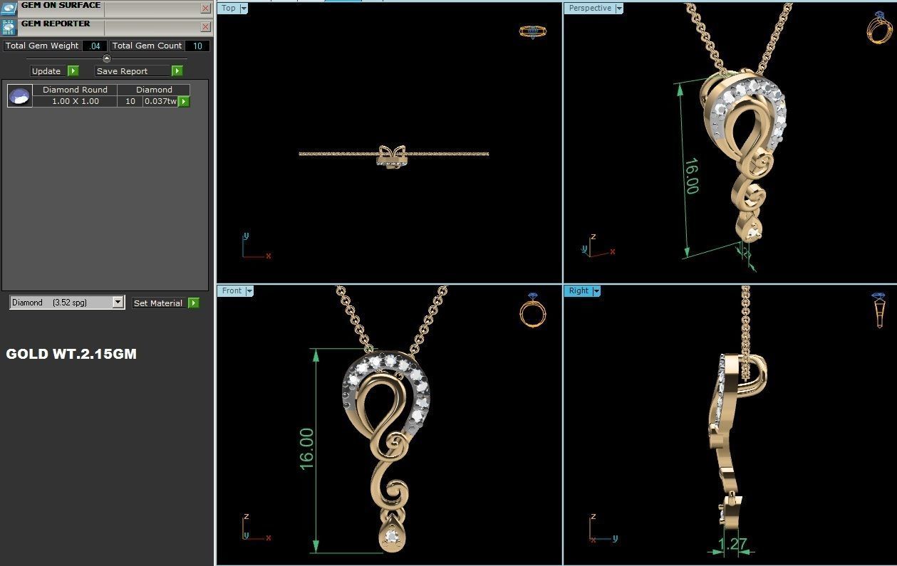 Women pendant 3dm render detail 3D print model_7