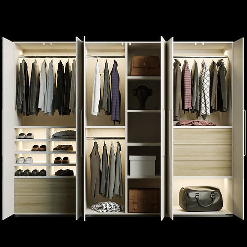 Wardrobe with clothes  10 3D model