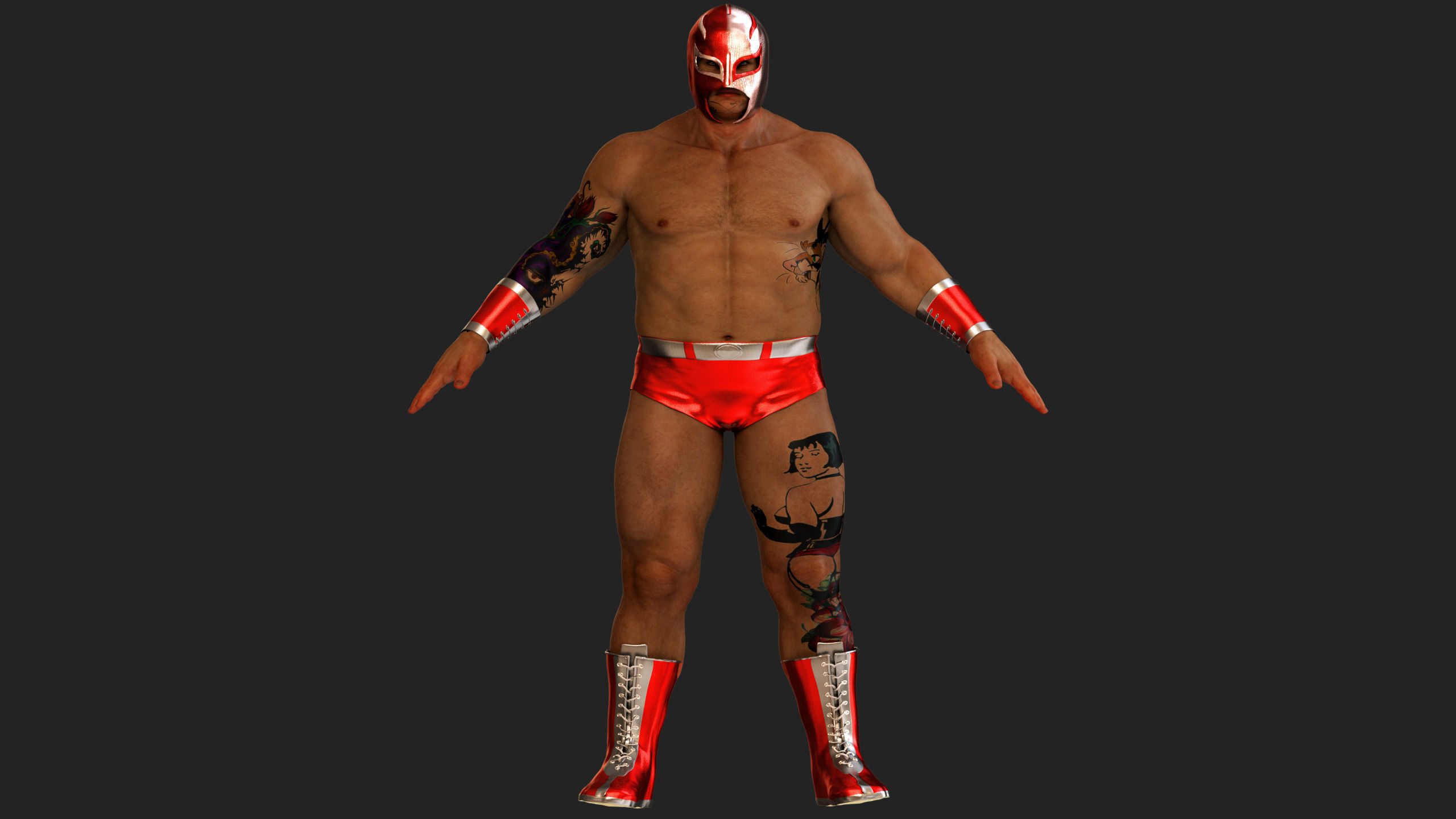 Male Mexican Wrestler - Luchador  3D model_4