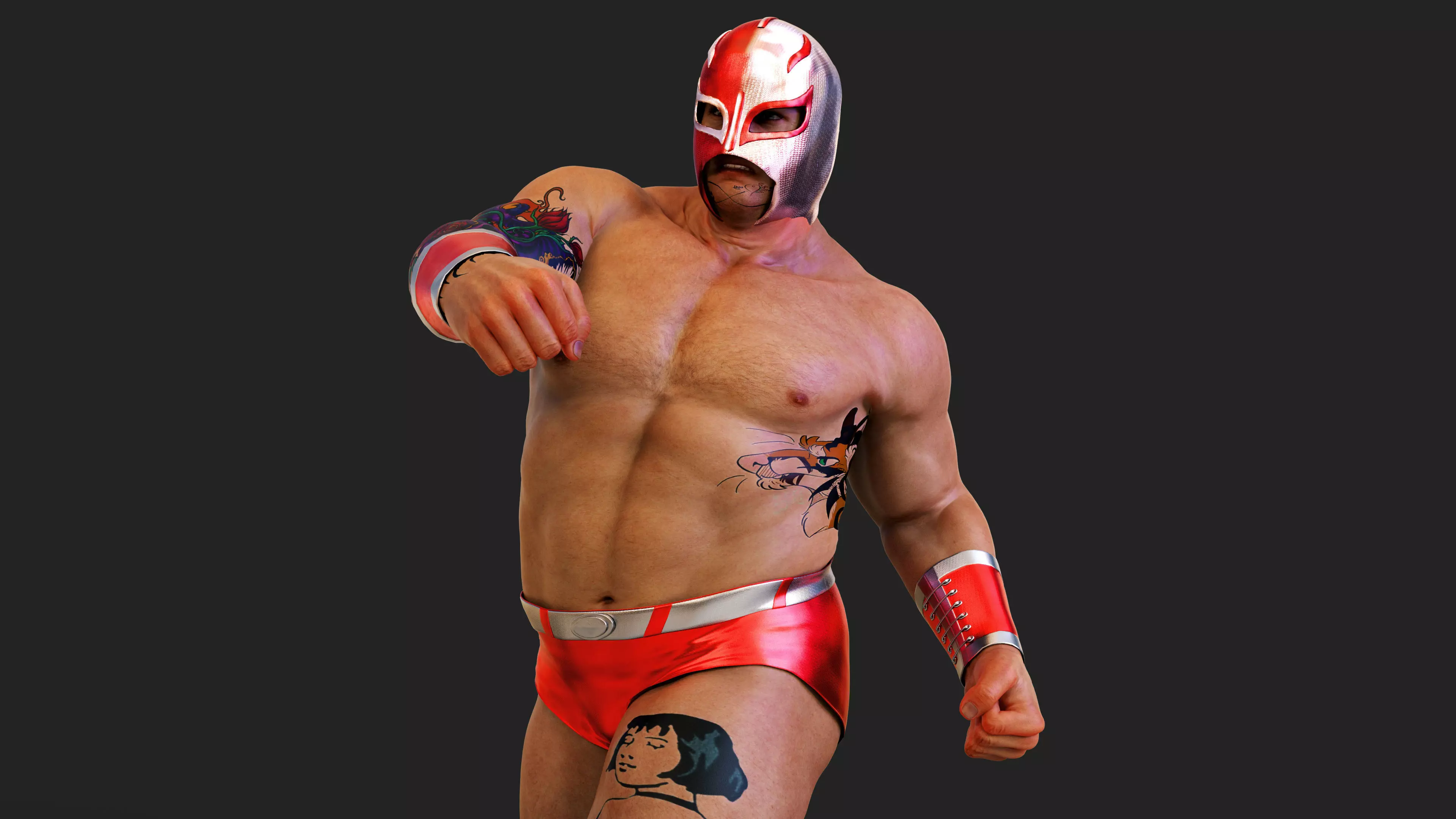Male Mexican Wrestler - Luchador  3D model_0