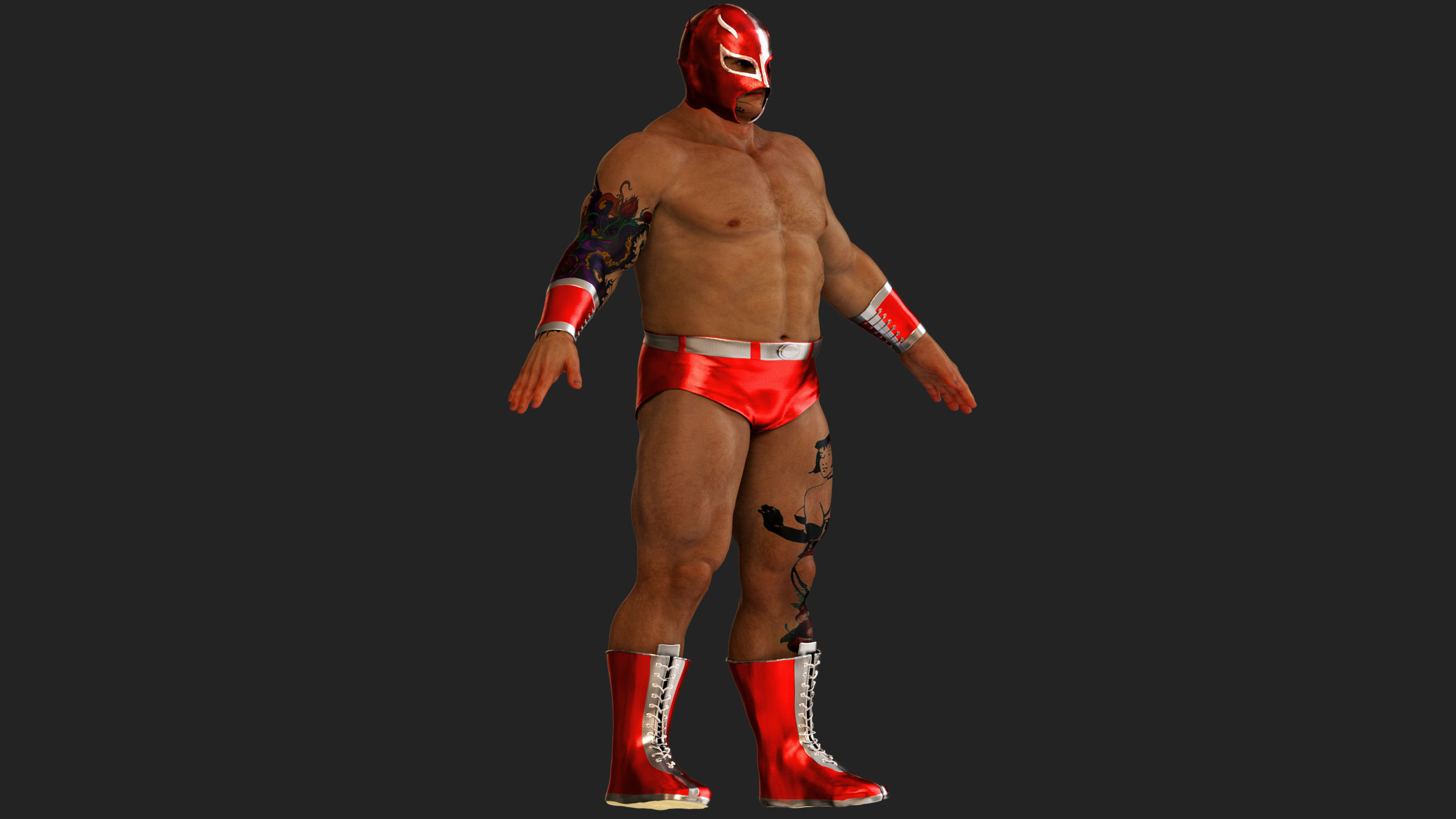 Male Mexican Wrestler - Luchador  3D model_3