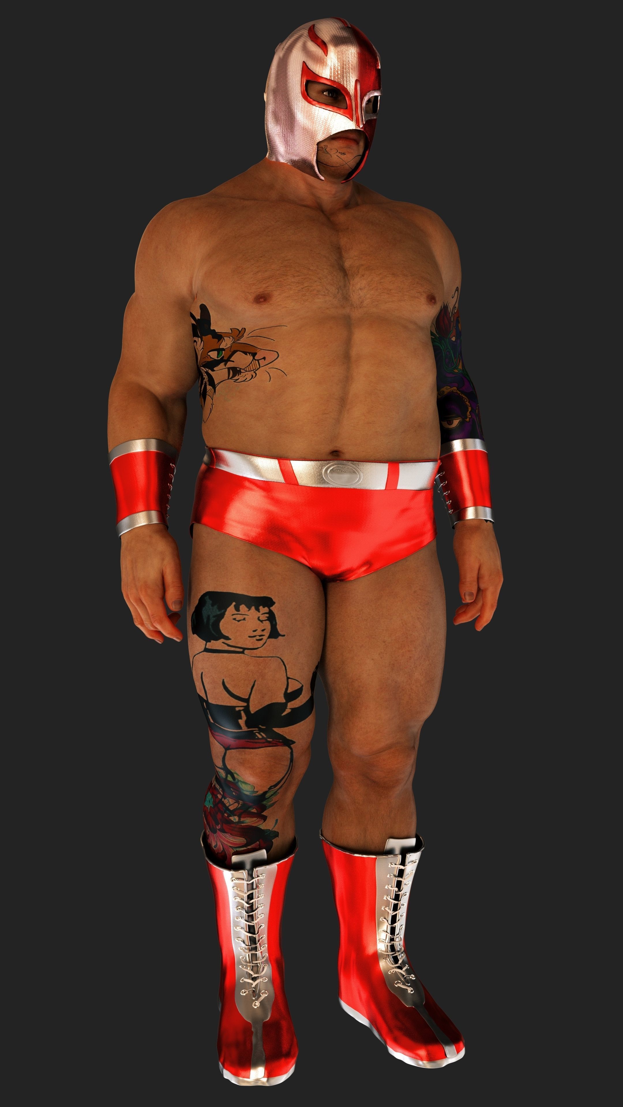 Male Mexican Wrestler - Luchador  3D model_10