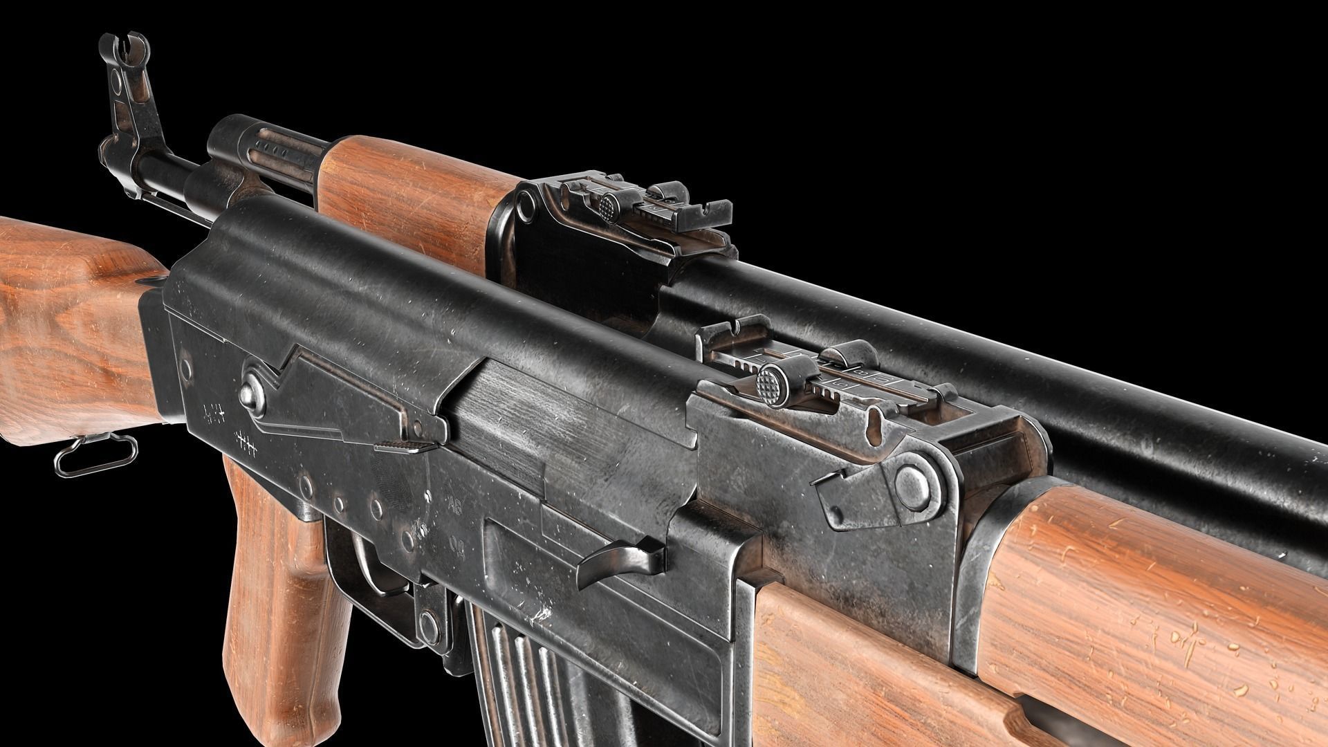 AK-47 rifle Low-poly 3D model_1