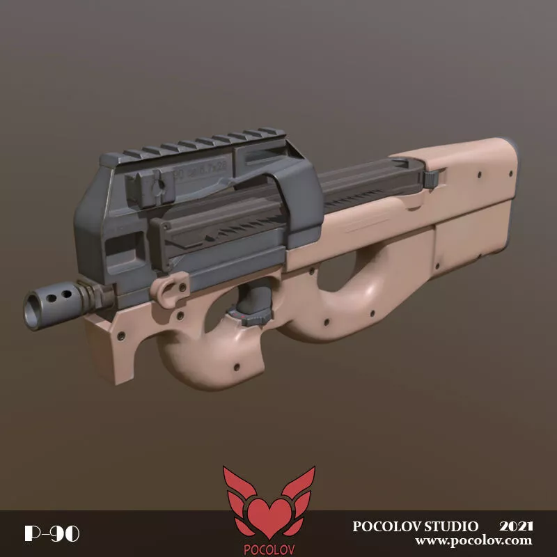 P90 Submachine Gun Low-poly 3D model