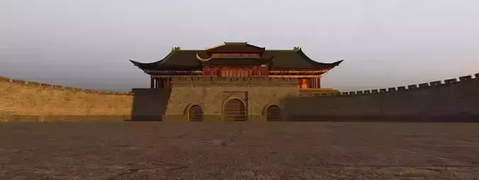 City wall  ancient city gate realistic