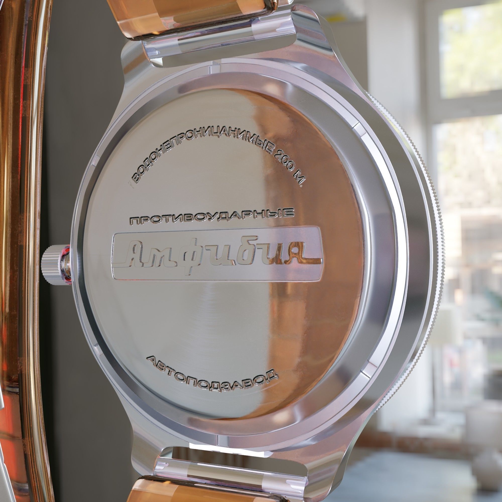 Vostok-Ambibia watch   Low-poly 3D model_11