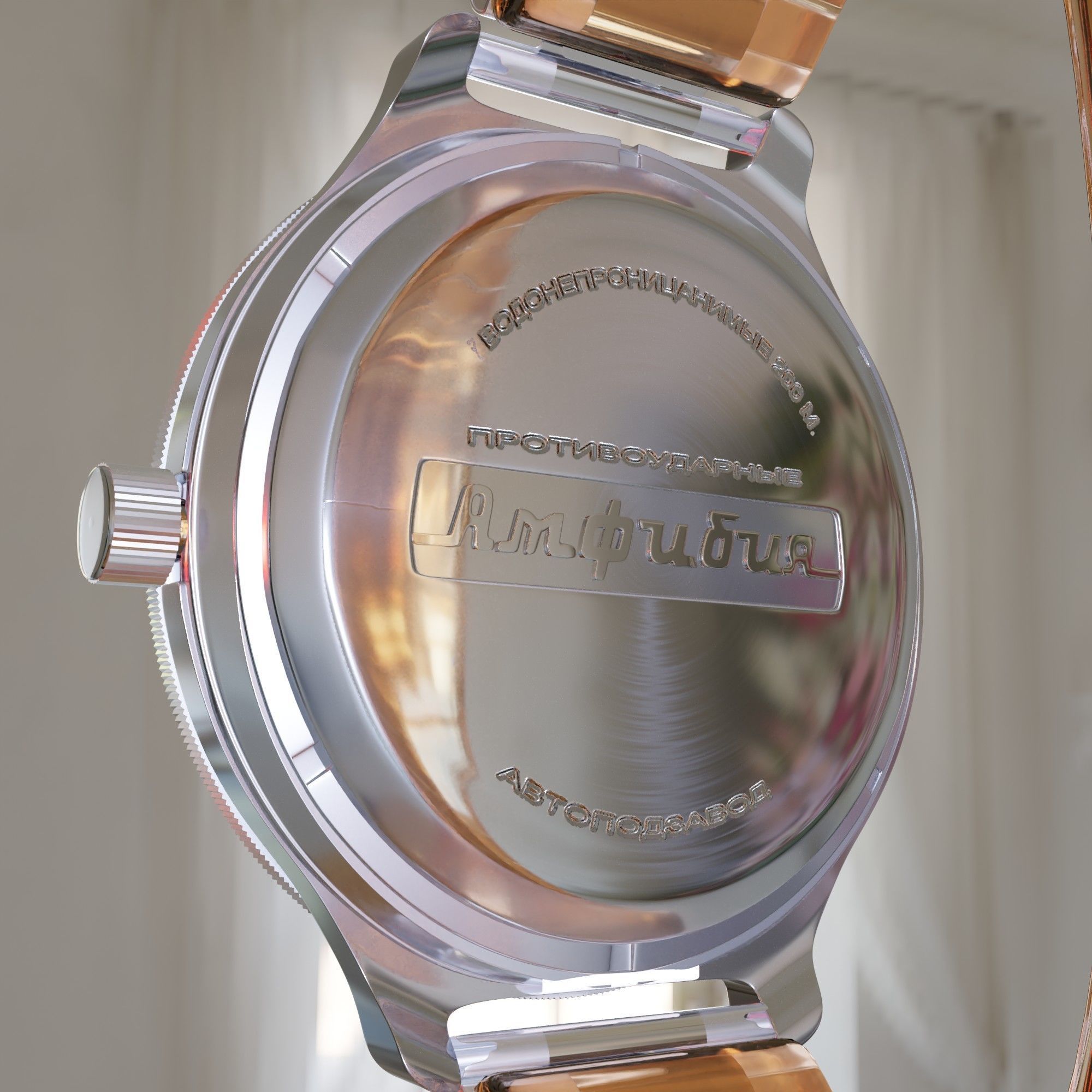 Vostok-Ambibia watch   Low-poly 3D model_10