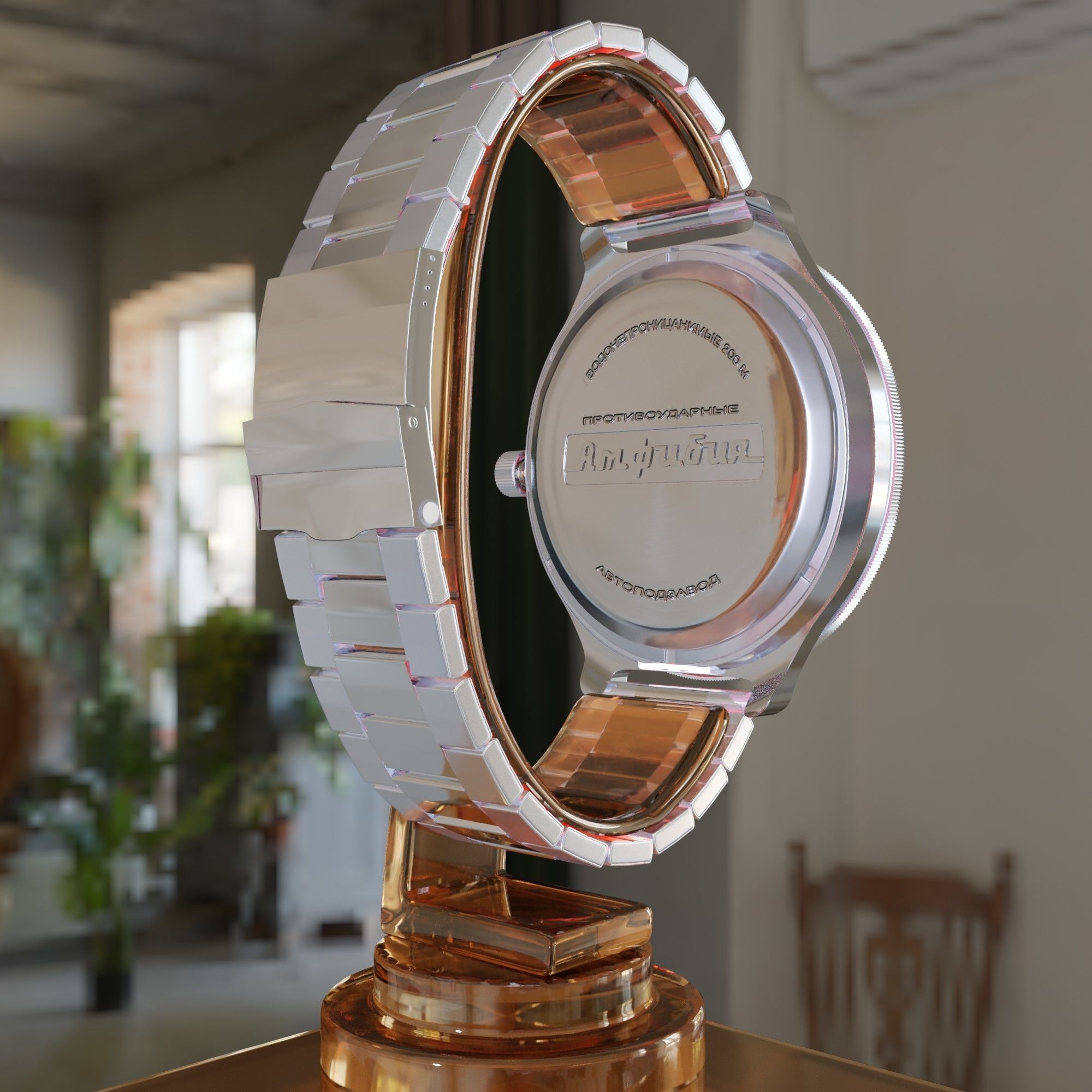 Vostok-Ambibia watch   Low-poly 3D model_5