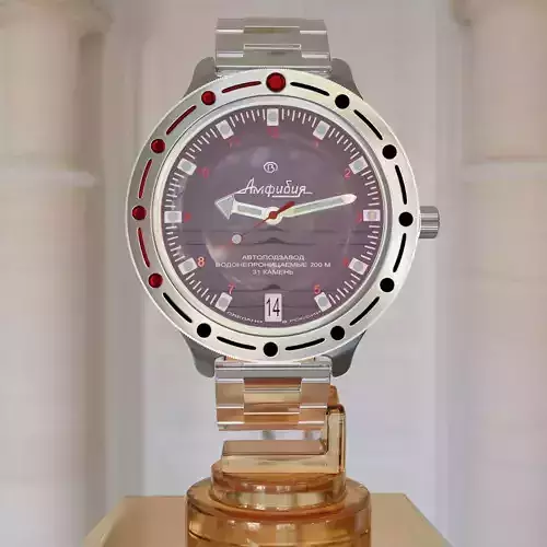 Vostok-Ambibia watch   Low-poly 3D model