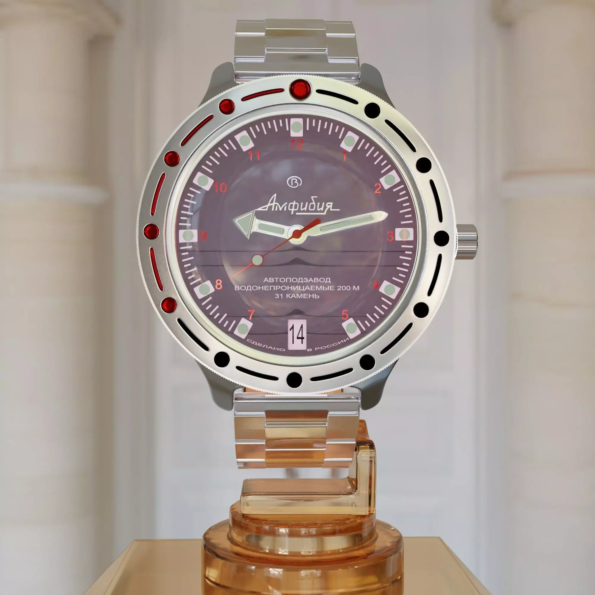 Vostok-Ambibia watch   Low-poly 3D model_0