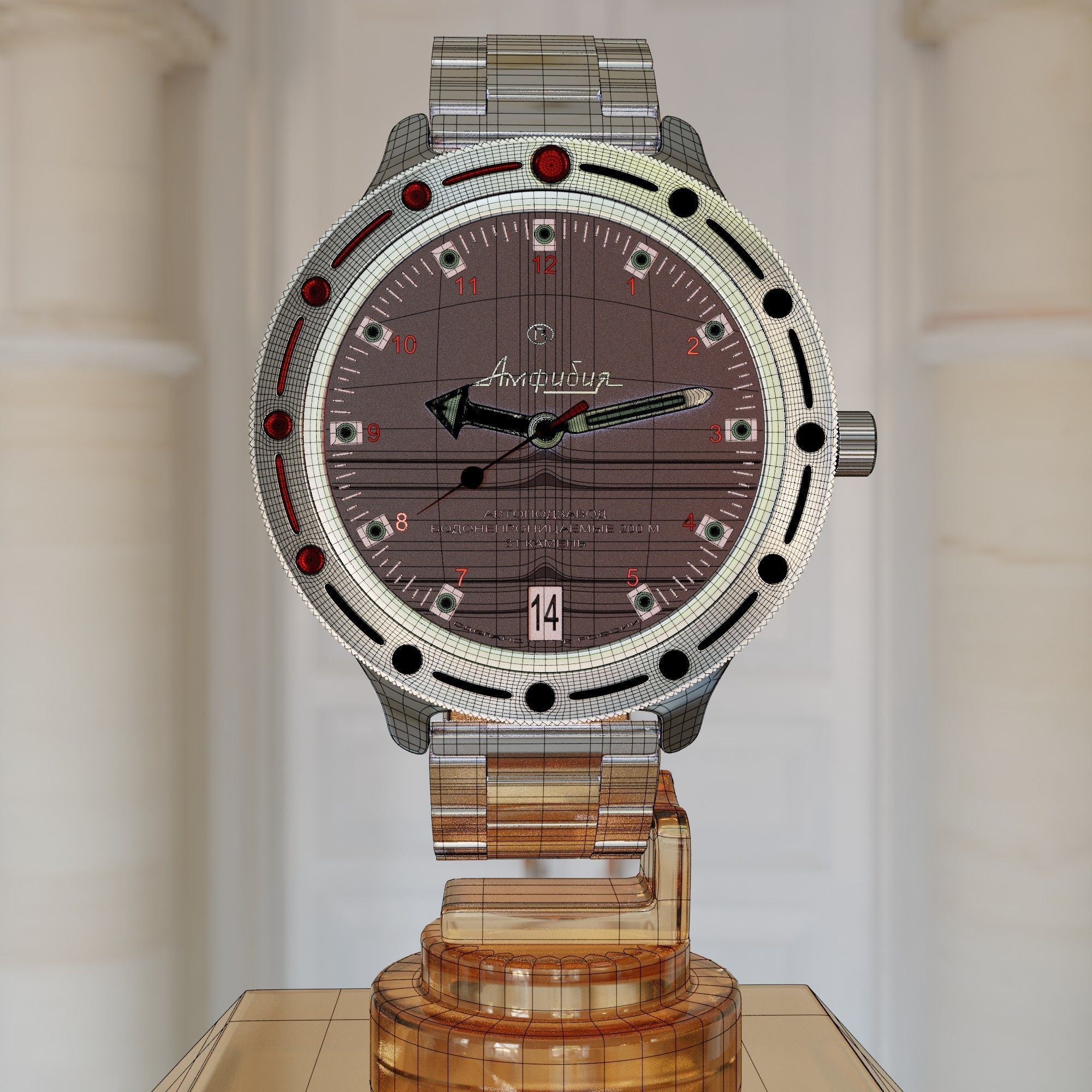 Vostok-Ambibia watch   Low-poly 3D model_16