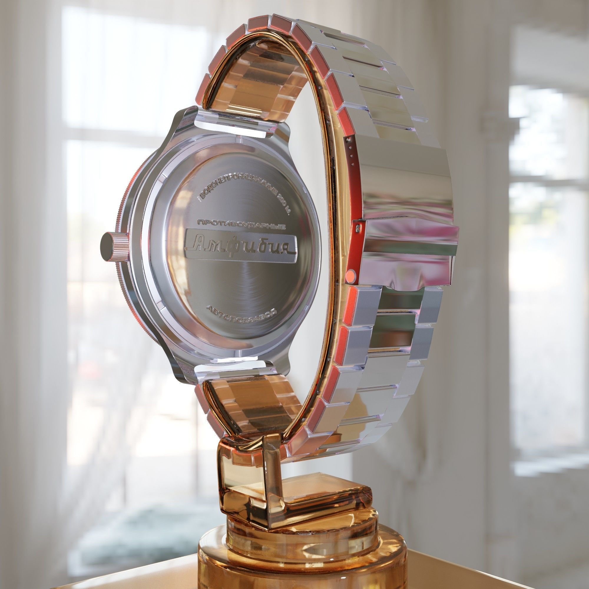 Vostok-Ambibia watch   Low-poly 3D model_4