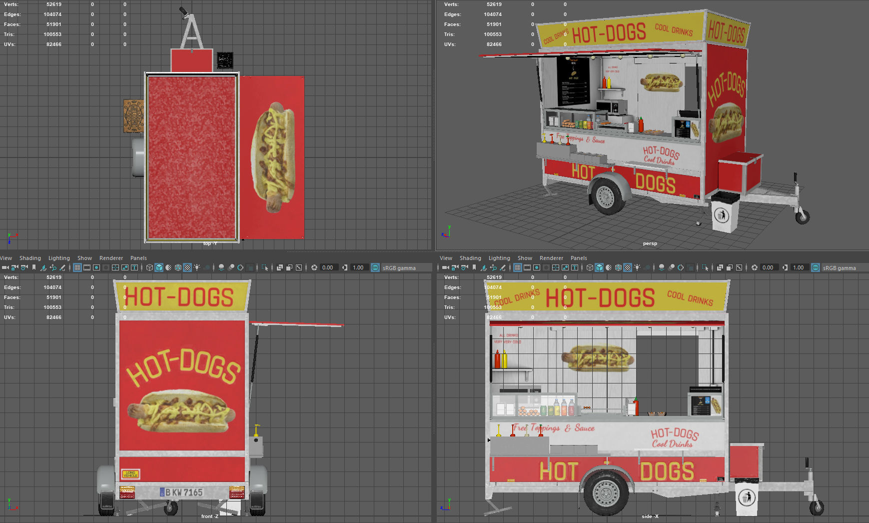 Hot dog Stand Low-poly 3D model_14