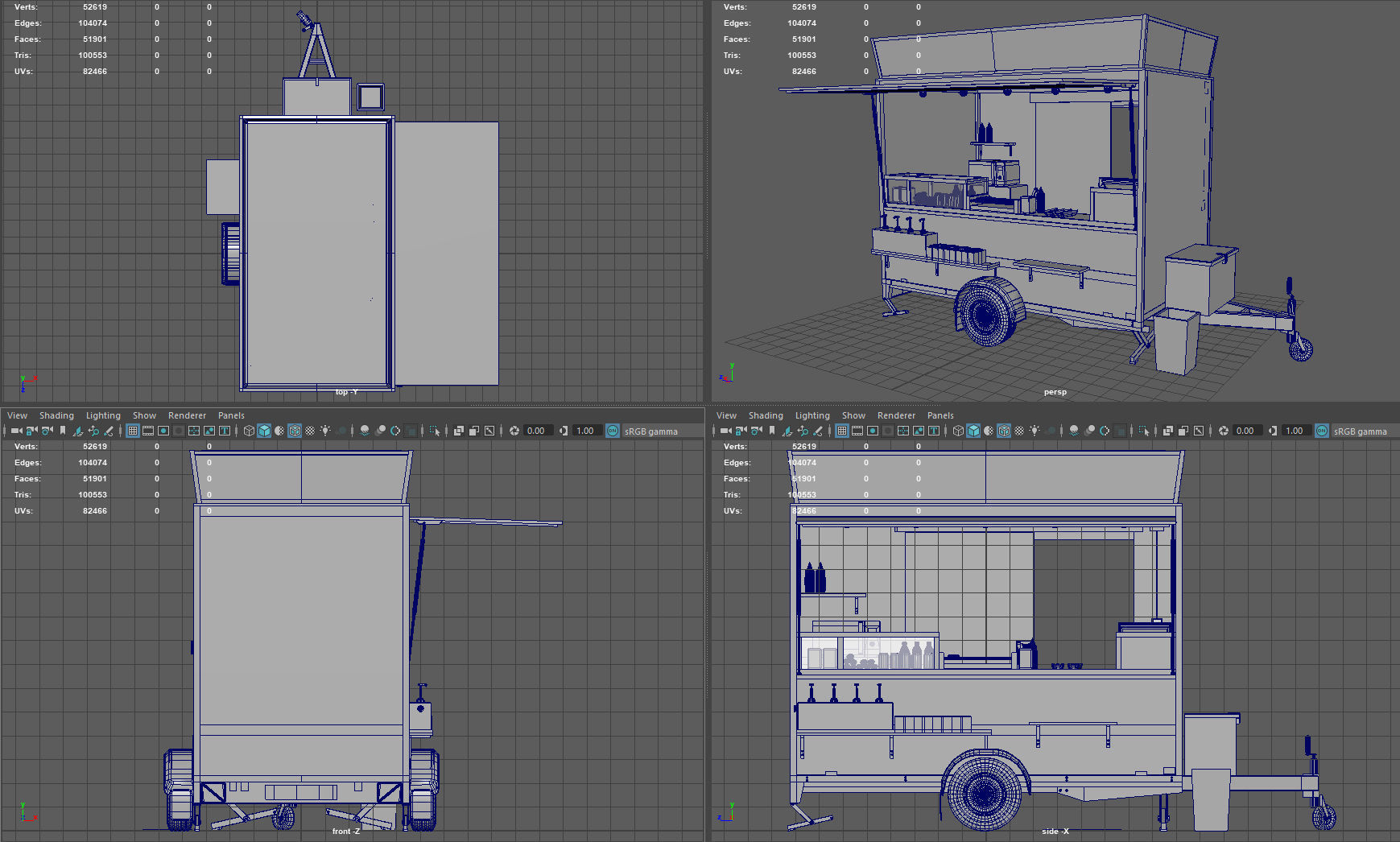 Hot dog Stand Low-poly 3D model_16