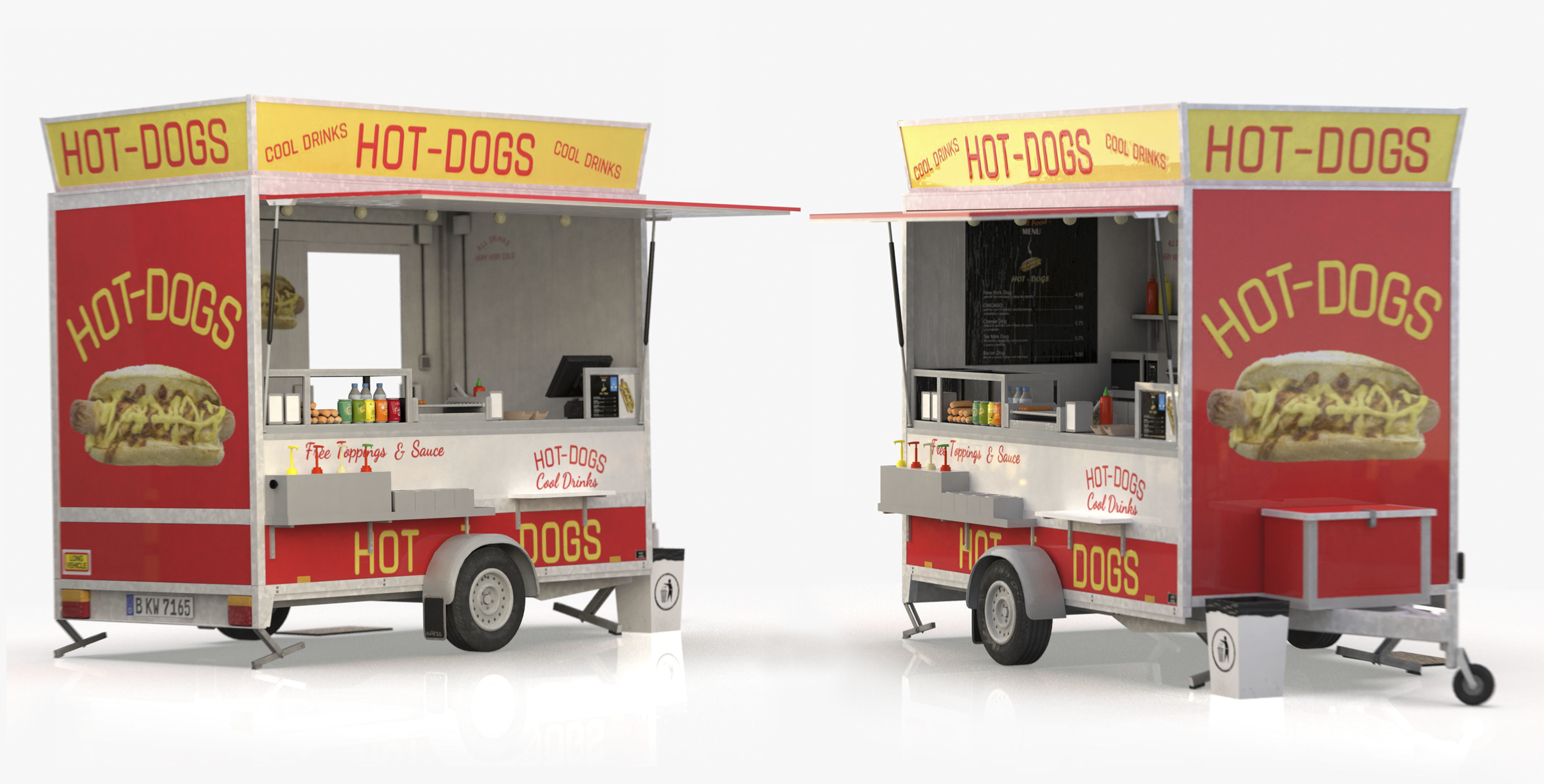 Hot dog Stand Low-poly 3D model_2