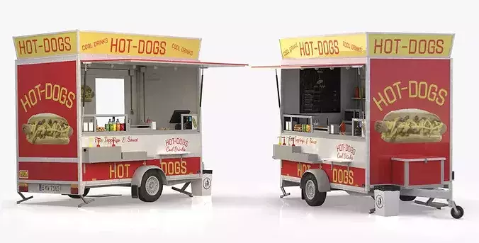 Hot dog Stand Low-poly 3D model 2