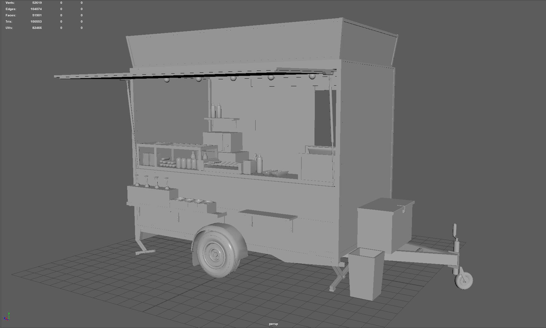 Hot dog Stand Low-poly 3D model_7