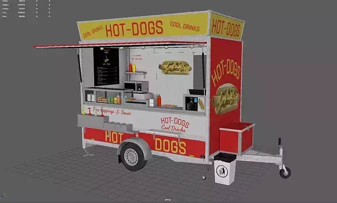 Hot dog Stand Low-poly 3D model 6