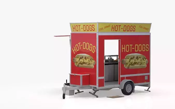 Hot dog Stand Low-poly 3D model 5