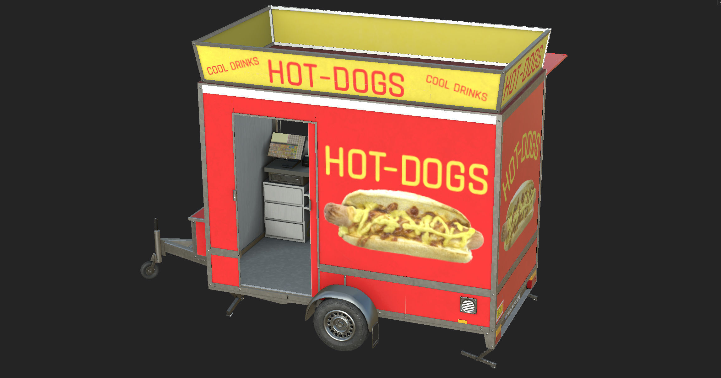 Hot dog Stand Low-poly 3D model_22