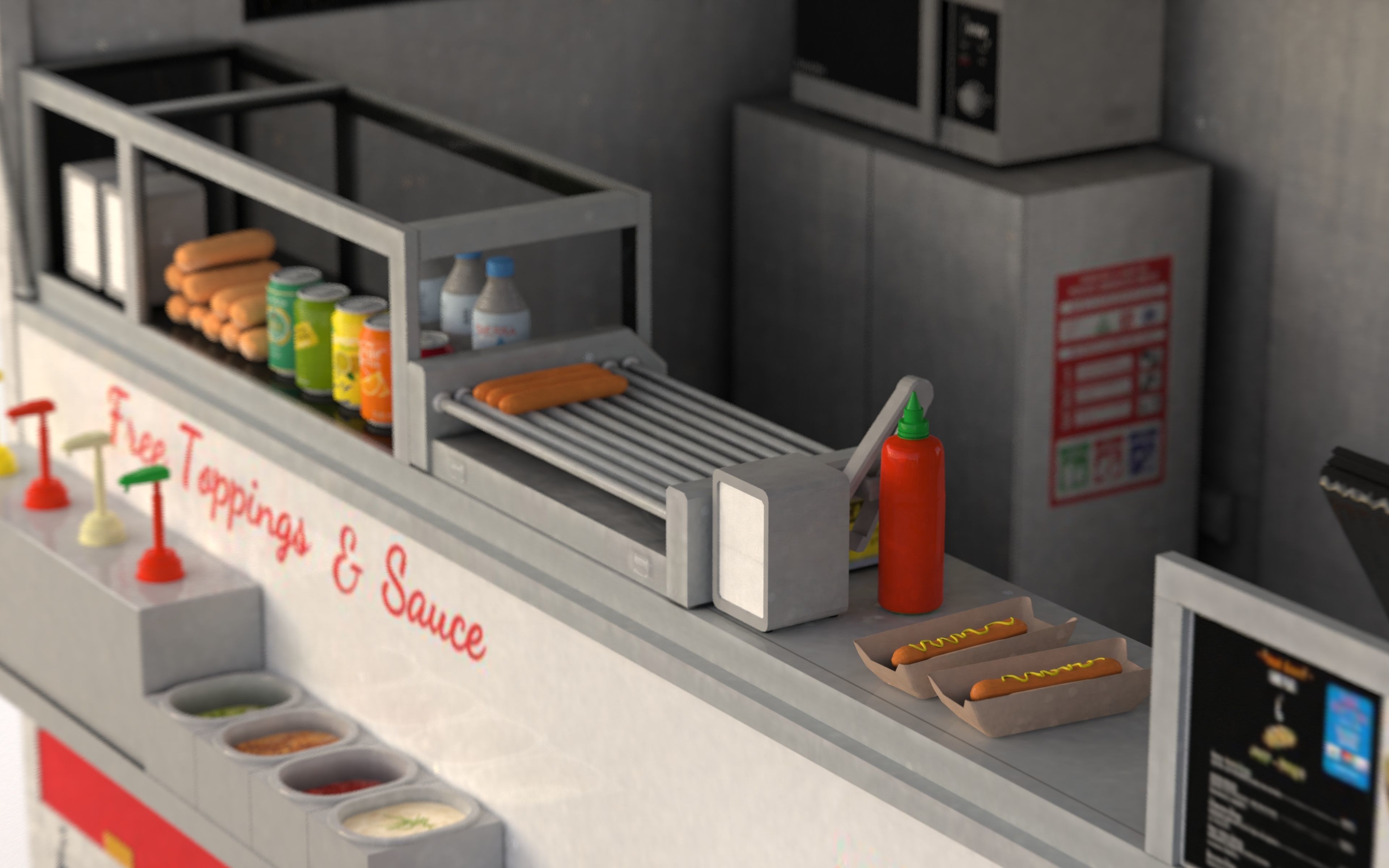 Hot dog Stand Low-poly 3D model_3