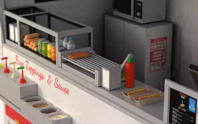 Hot dog Stand Low-poly 3D model 3