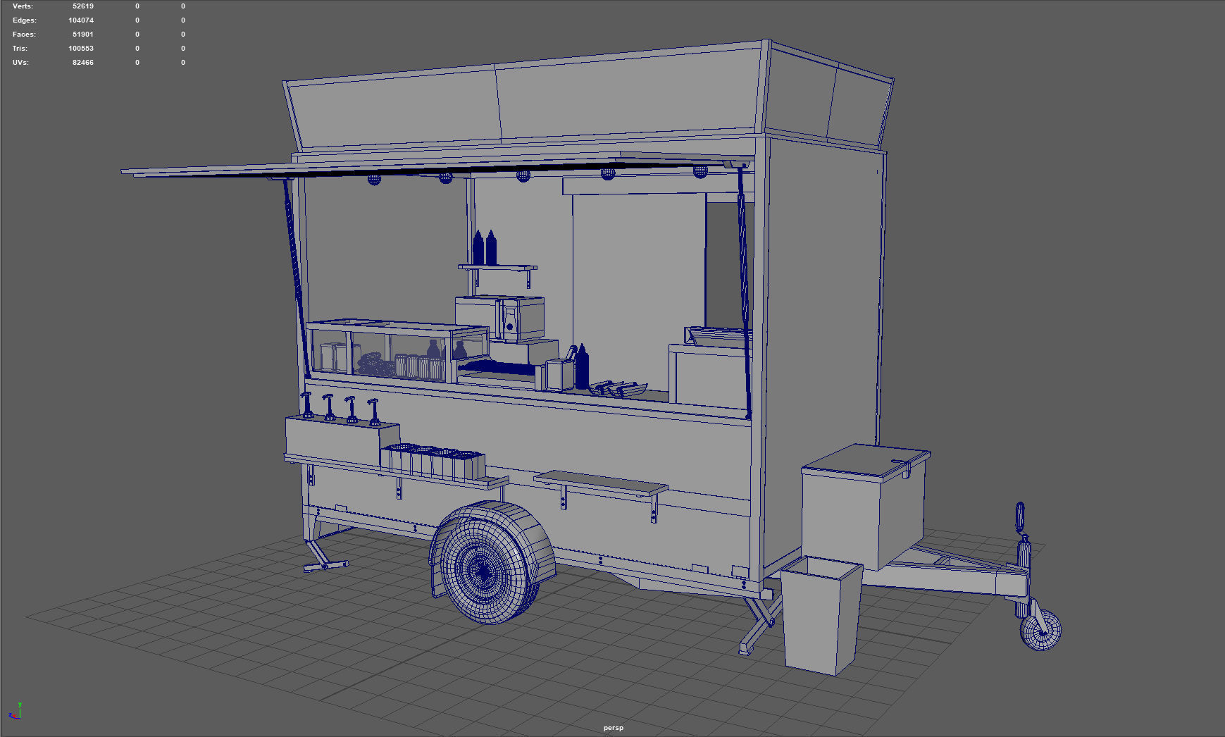 Hot dog Stand Low-poly 3D model_8