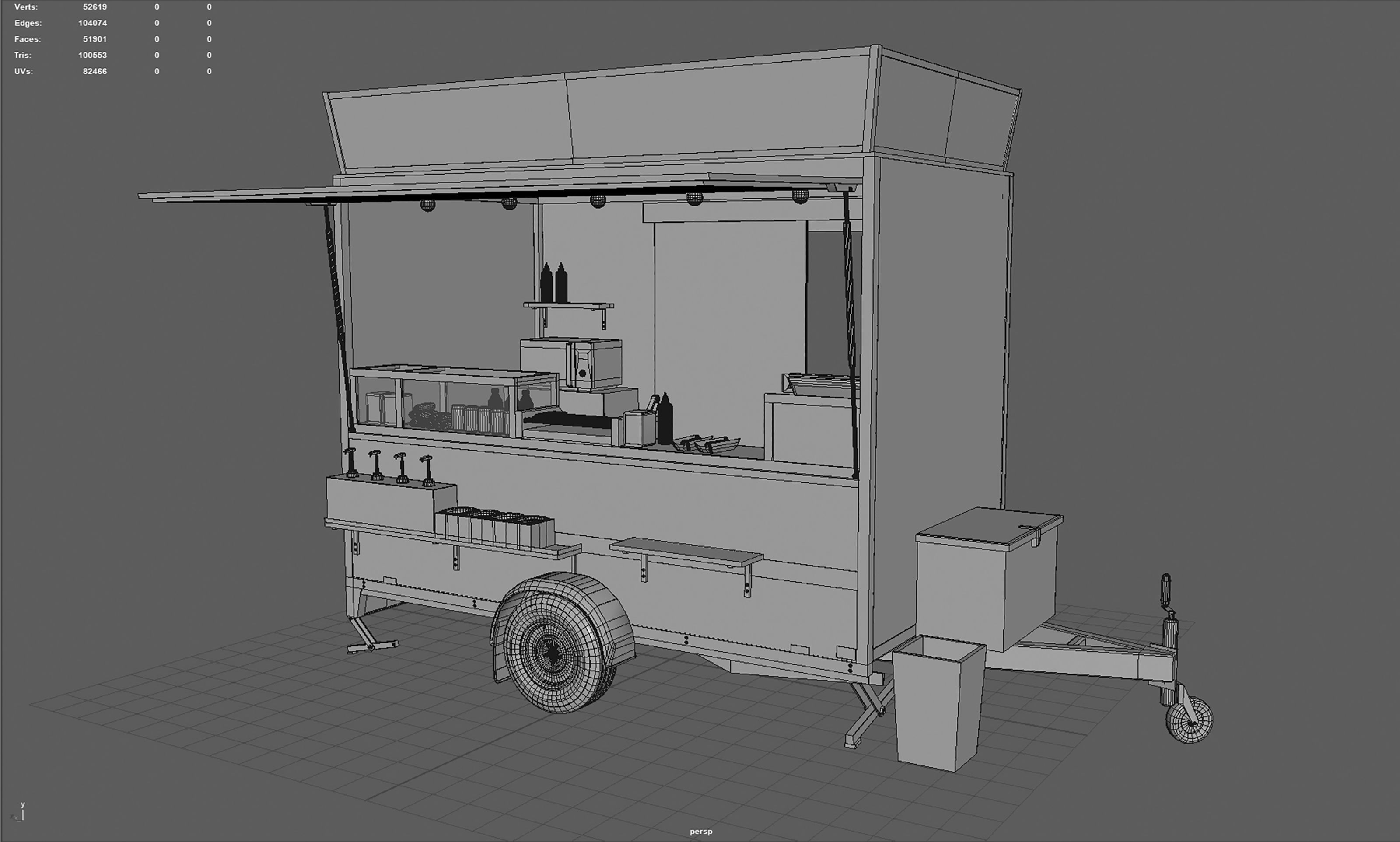 Hot dog Stand Low-poly 3D model_17
