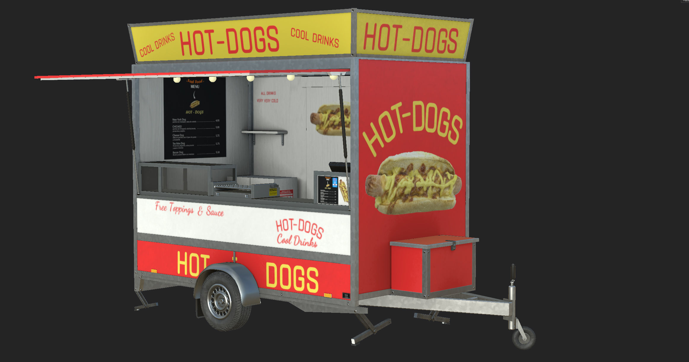 Hot dog Stand Low-poly 3D model_25