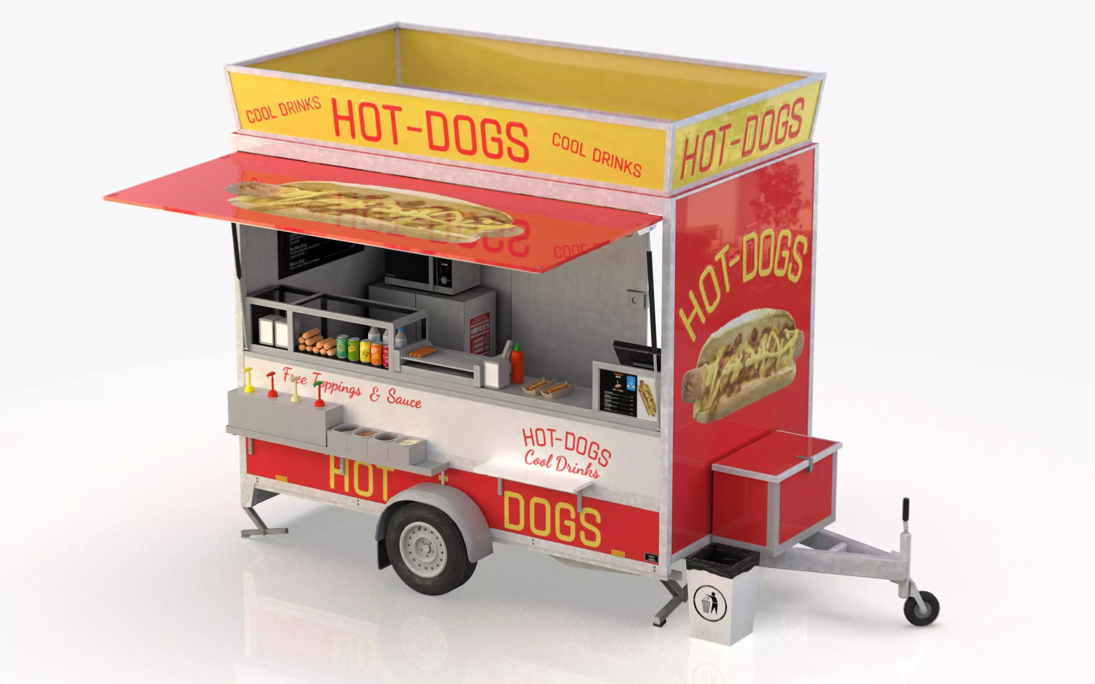 Hot dog Stand Low-poly 3D model_0