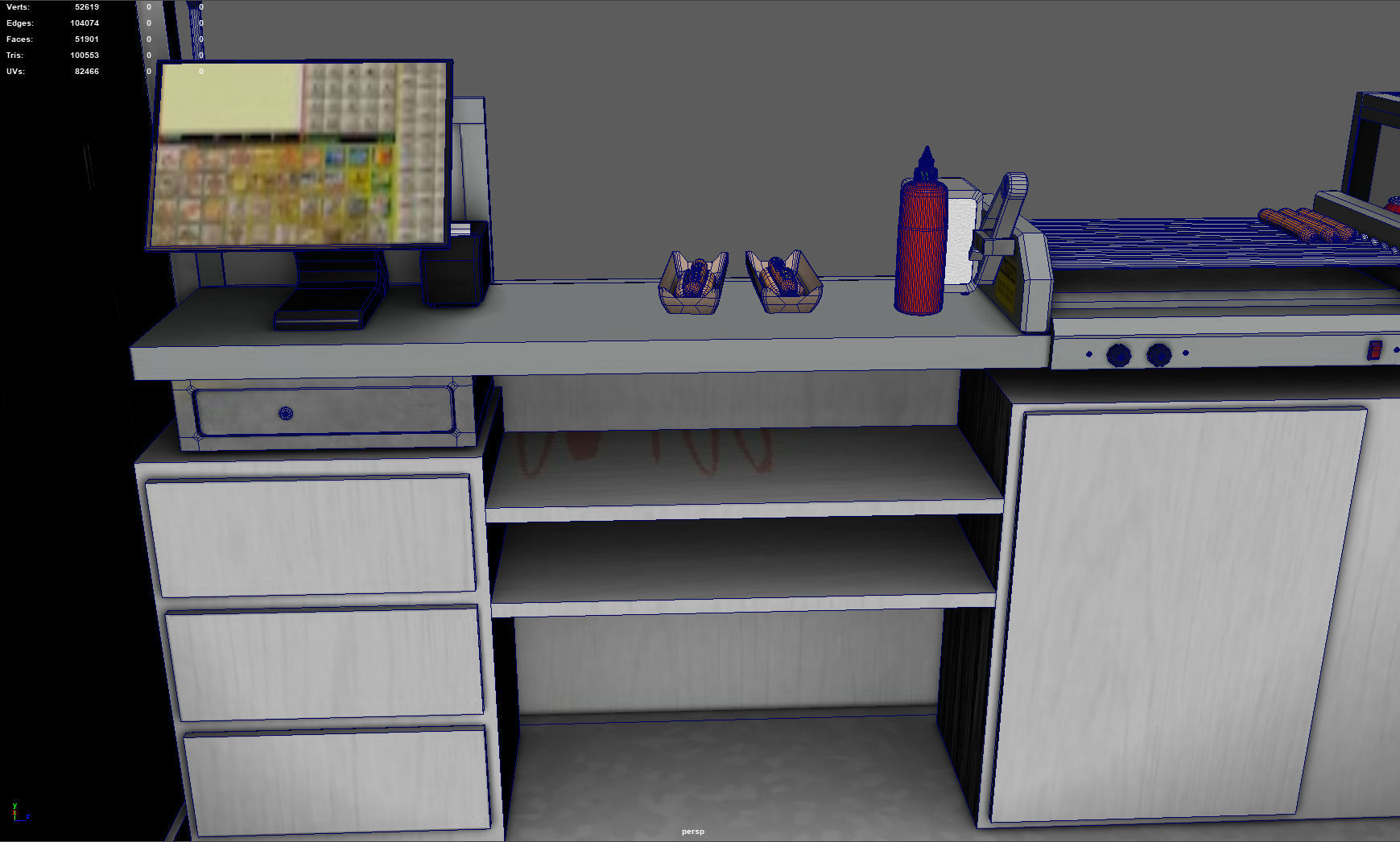 Hot dog Stand Low-poly 3D model_10