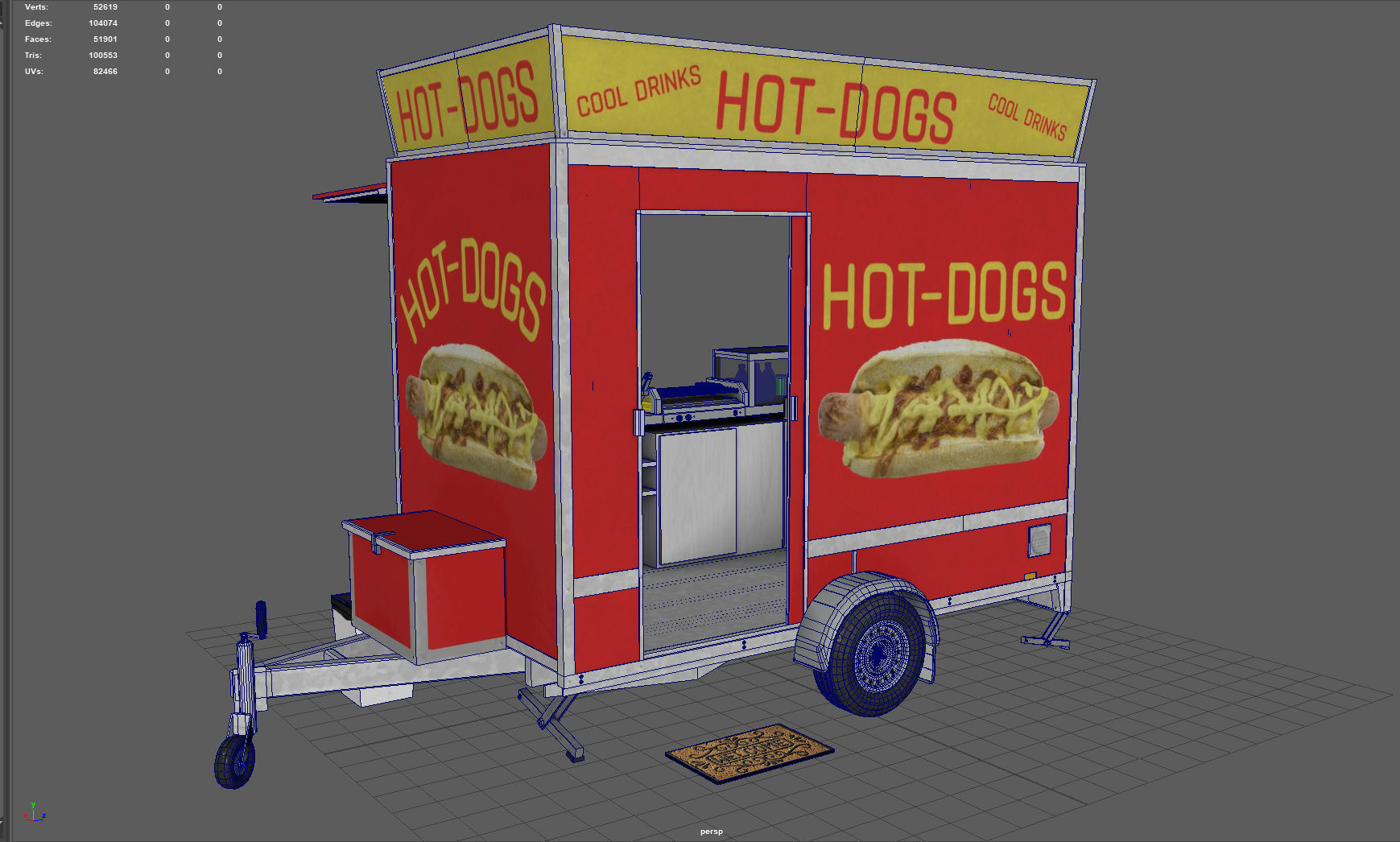 Hot dog Stand Low-poly 3D model_11
