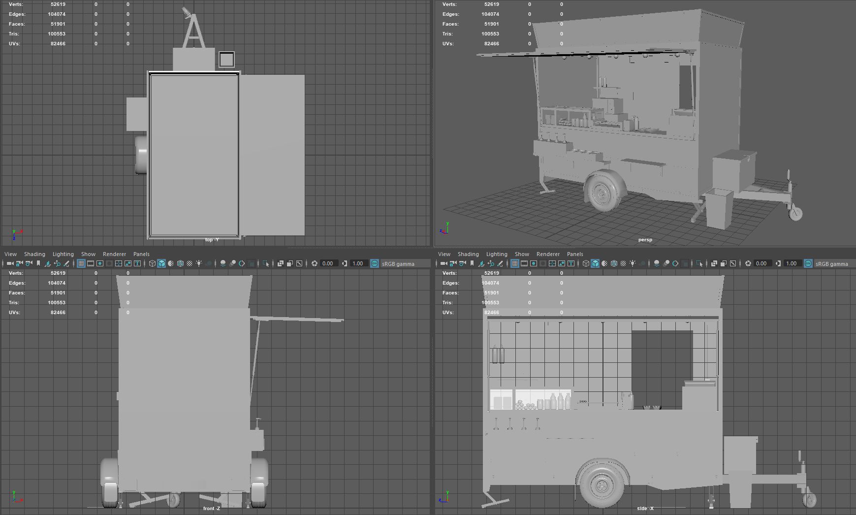 Hot dog Stand Low-poly 3D model_15