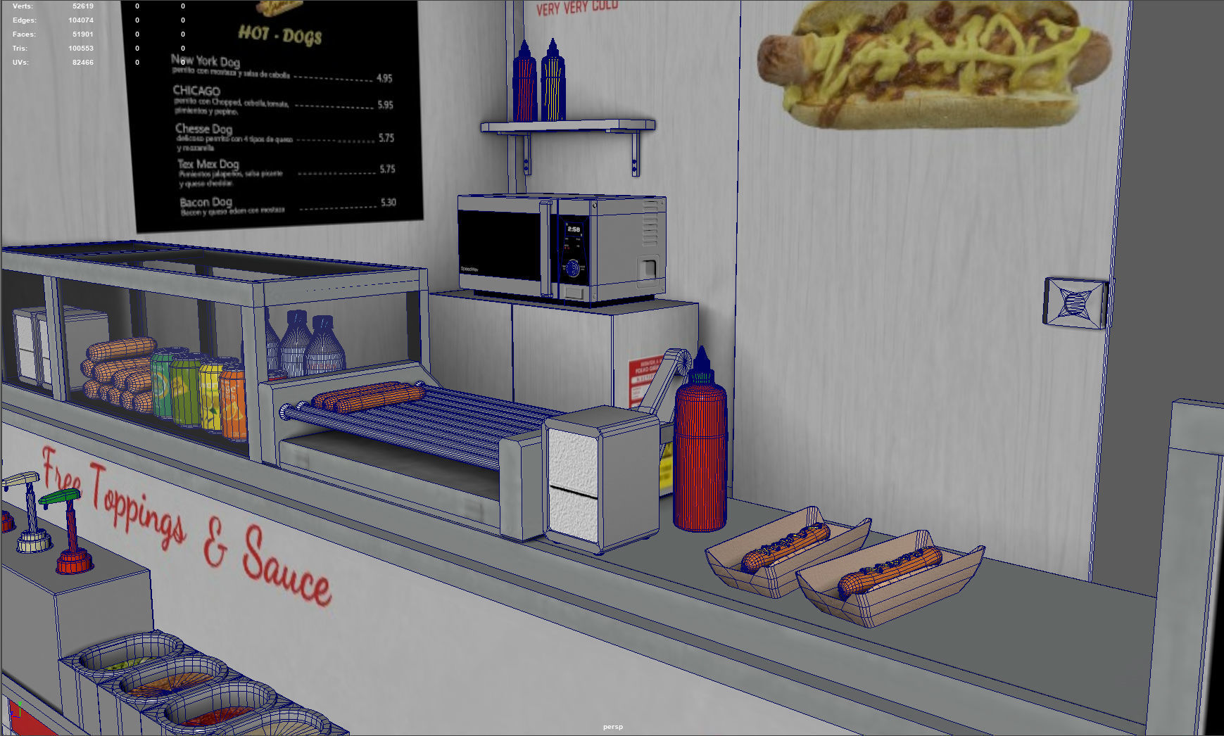 Hot dog Stand Low-poly 3D model_9