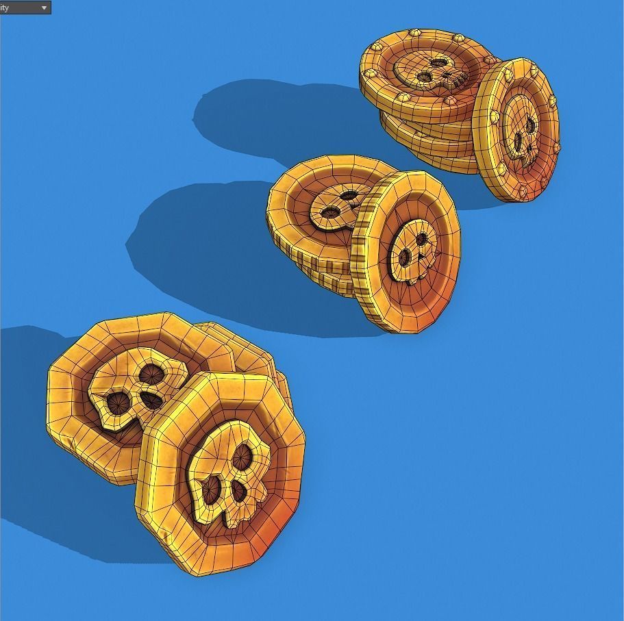 Stylized Pirate Coins Pbr Low-poly 3D model_9