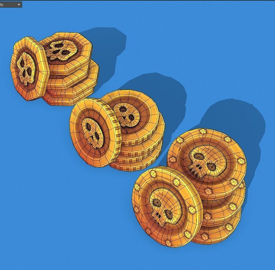 Stylized Pirate Coins Pbr Low-poly 3D model_8