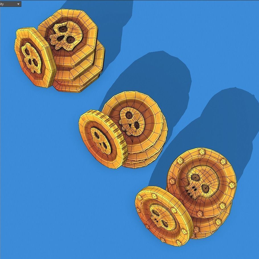 Stylized Pirate Coins Pbr Low-poly 3D model_10