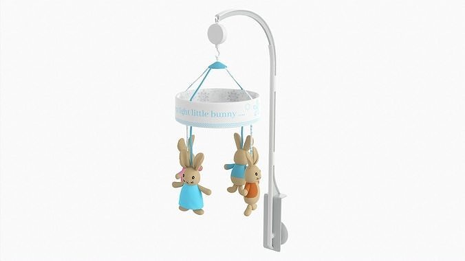 Baby cot side musical toy carousel 3D model