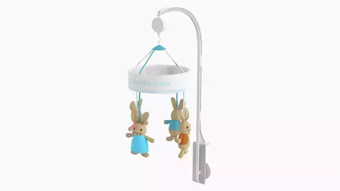 Baby cot side musical toy carousel 3D model