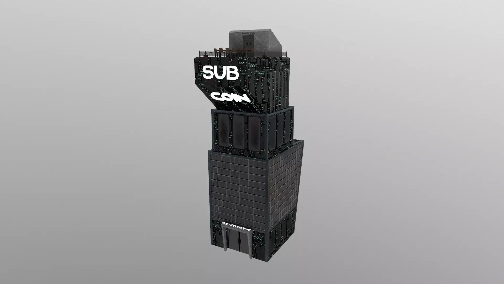 Cyberpunk City - Building 19 - Sub Coin Skyscraper Low-poly 3D model