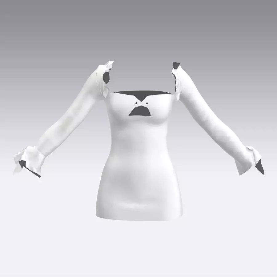 DRESS WHITE BASIC DRESS LOOK MINI DRESS 3D model