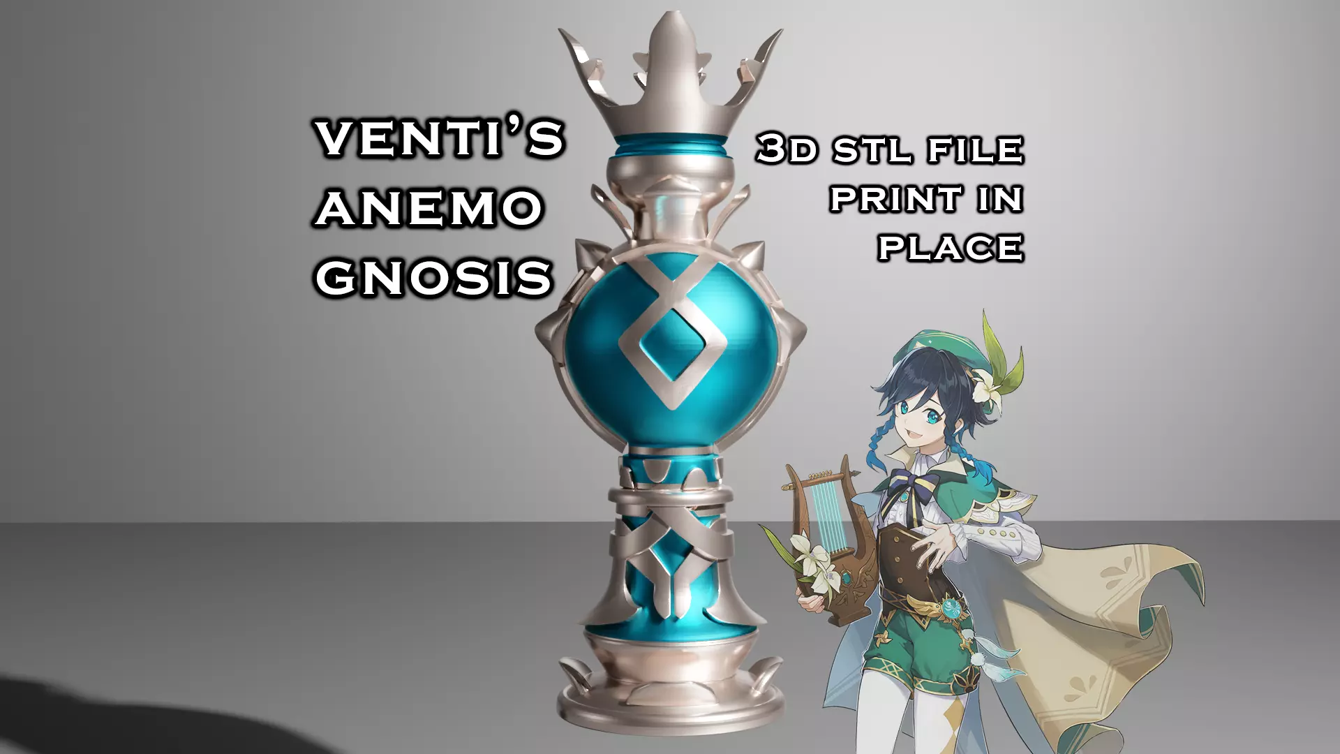 Gnosis of Venti Genshin Impact -- Anemo Gnosis -- 3D Print Ready 3D print model_0