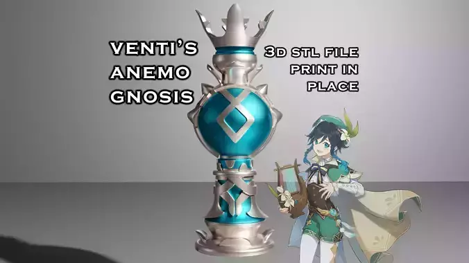 Gnosis of Venti Genshin Impact -- Anemo Gnosis -- 3D Print Ready 3D print model